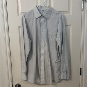 Brooks Brothers Light Blue and White Micro-Check Dress Shirt